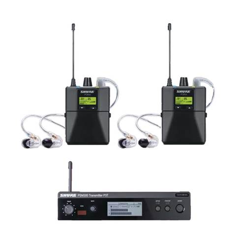 Shure P3TUKRA215TWP-K3E PSM300 Wireless IEM System Twin Pack with 2x P3RA Receiver + 2x SE215-CL Earphones Shure P3TUKRA215TWP-K3E PSM300 Wireless IEM System Twin Pack with 2x P3RA Receiver + 2x SE215-CL Earphones