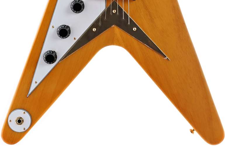 Epiphone 1958 Korina Flying V White Pickguard Left Handed Epiphone 1958 Korina Flying V White Pickguard Left Handed