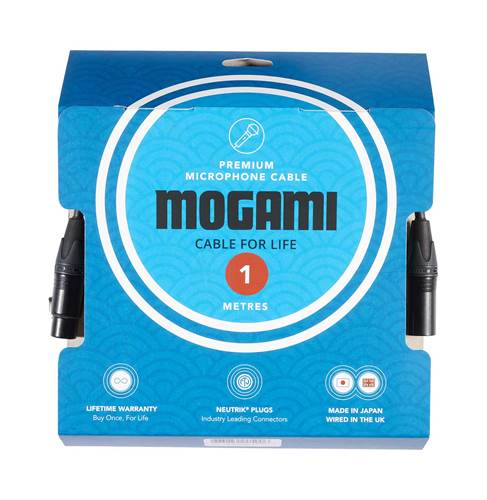 Mogami 1m XLRF - XLRM Mic Cable with Neutrik Black and Gold XLR