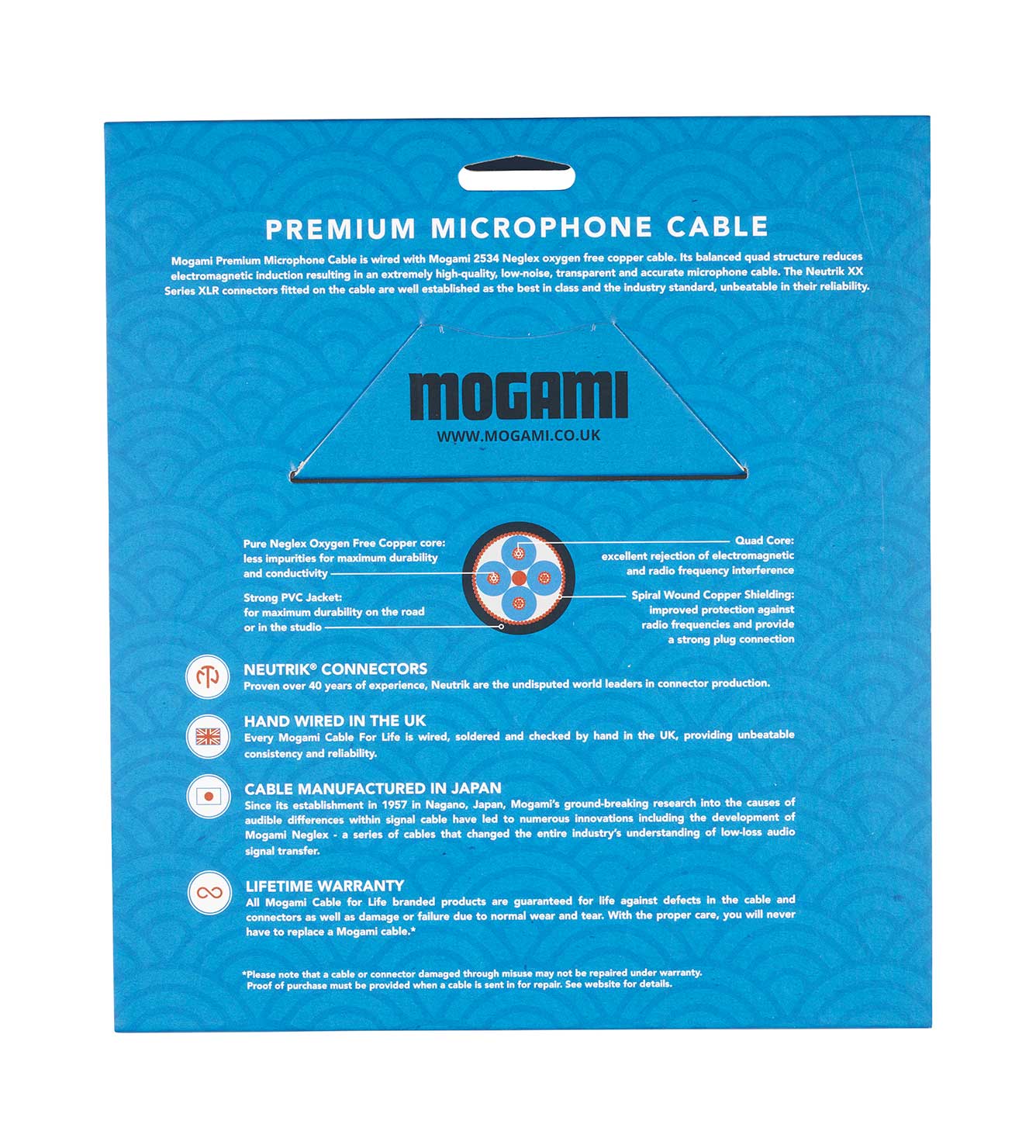 Mogami 10m XLRF - XLRM Mic Cable with Neutrik Black and Gold XLR