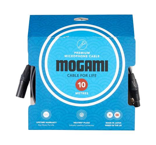 Mogami 10m XLRF - XLRM Mic Cable with Neutrik Black and Gold XLR