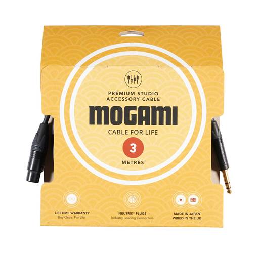 Mogami 3m XLRF - TRS Jack Cable with Neutrik Black and Gold Connectors