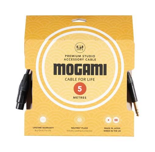 Mogami 5m XLRF - TRS Jack Cable with Neutrik Black and Gold Connectors