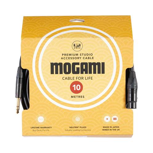 Mogami 10m XLRF - TRS Jack Cable with Neutrik Black and Gold Connectors
