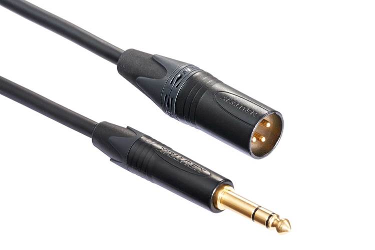Mogami 3m TRS Jack - XLRM Cable with Neutrik Black and Gold Connectors Mogami 3m TRS Jack - XLRM Cable with Neutrik Black and Gold Connectors