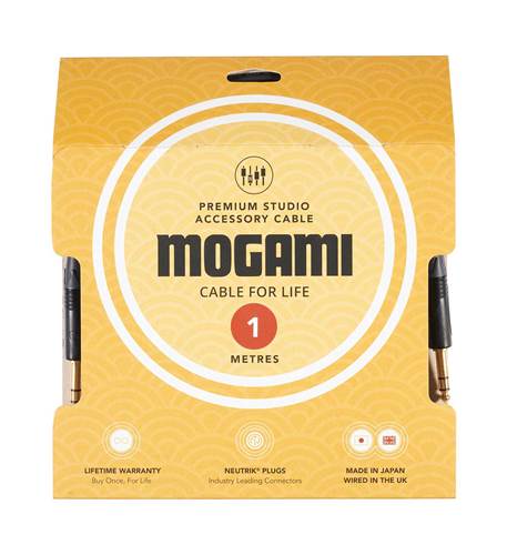 Mogami 1m TRS - TRS Jack Cable with Neutrik Black and Gold Connectors