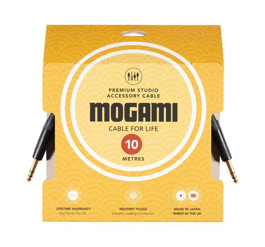Mogami 10m TRS - TRS Jack Cable with Neutrik Black and Gold Connectors
