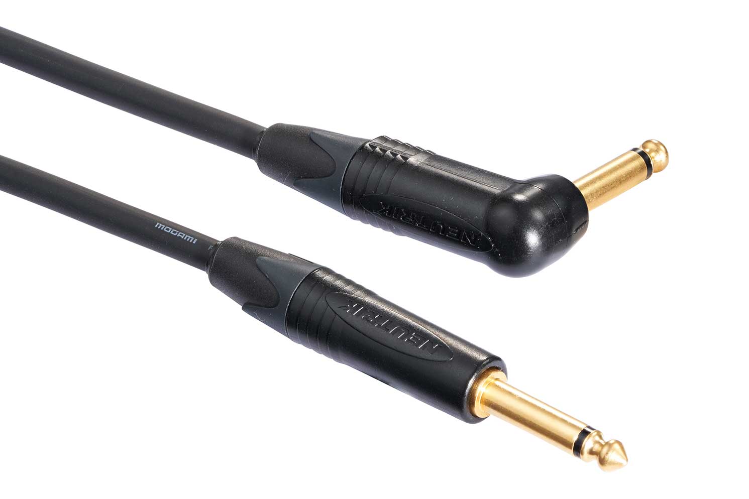 Mogami 3m Cable with Neutrik Black and Gold Straight Jack to Right angle Jack
