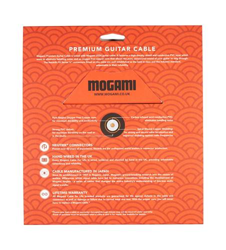 Mogami 6m Cable with Neutrik Black and Gold Straight Jack to Right angle Jack Mogami 6m Cable with Neutrik Black and Gold Straight Jack to Right angle Jack