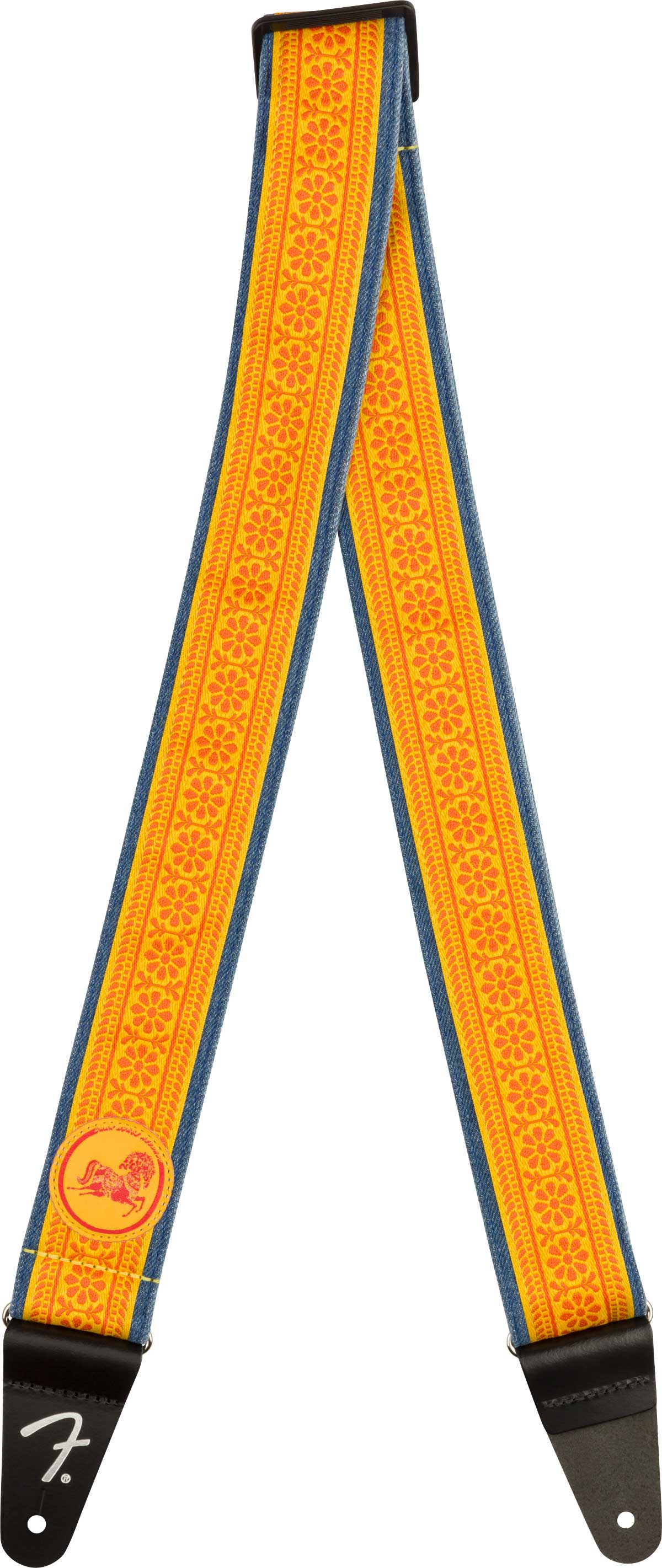 thumbnail image 2 of Fender George Harrison Dark Horse Logo Guitar Strap - 2-Inch Wide Denim & Jacquard Design 2 of 14
