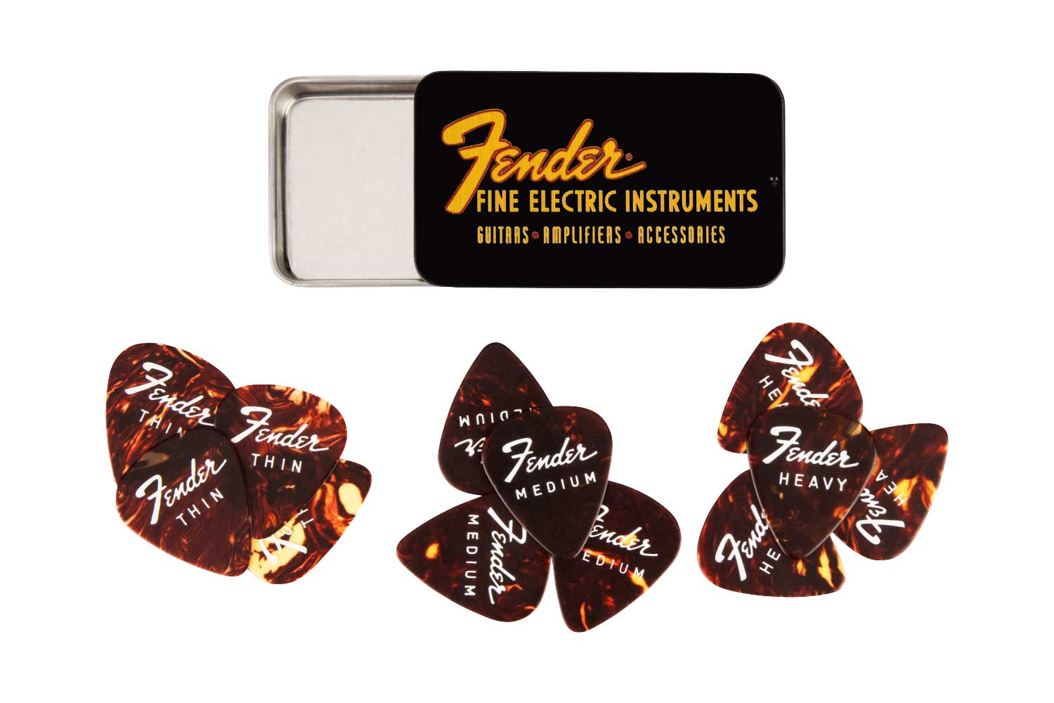Fender Fine Electric Pick Tin 12 Plectrums guitarguitar