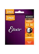 Elixir 3 Pack Acoustic Nanoweb Phosphor Bronze Medium (13-56)