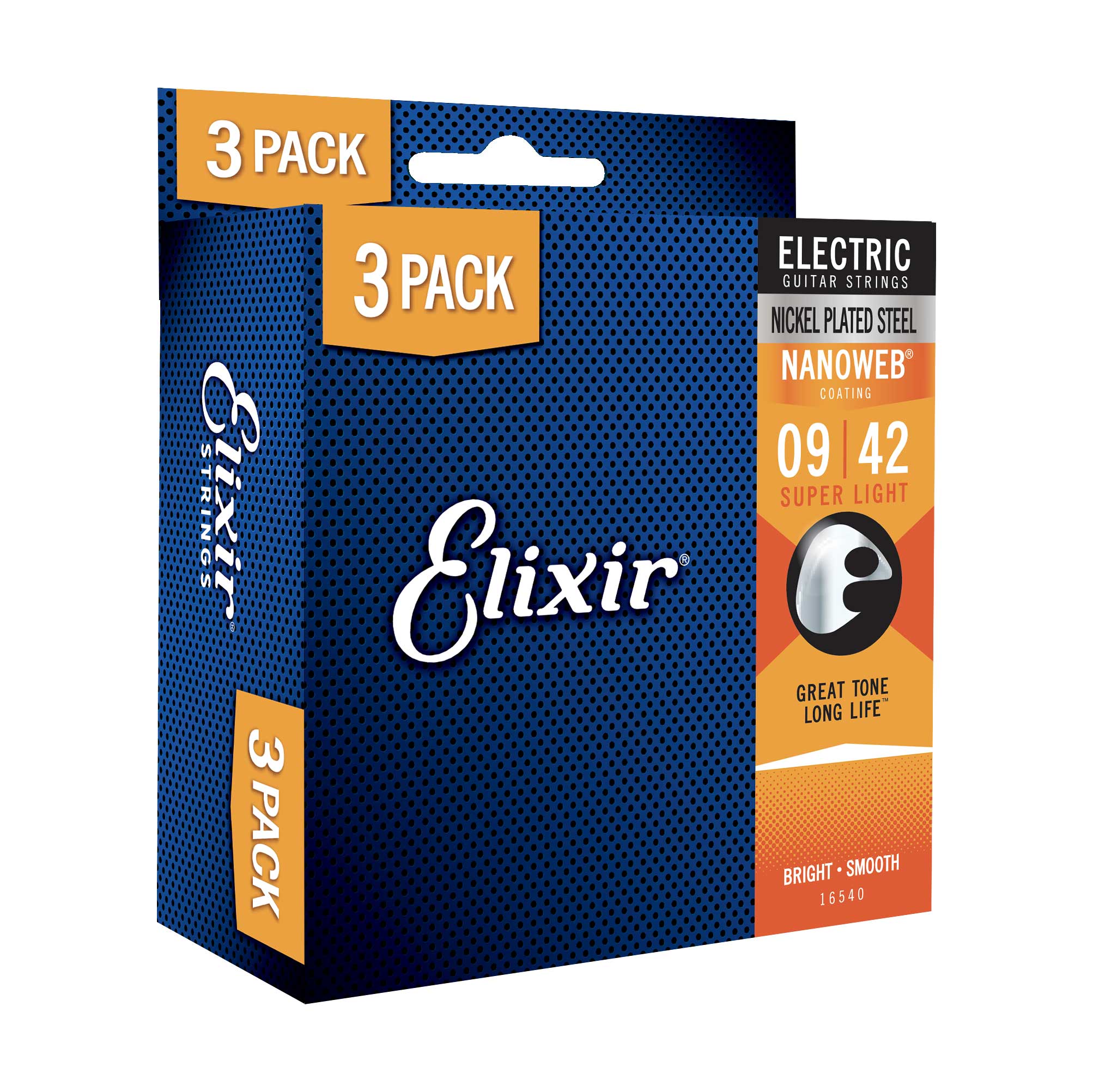 Elixir 3 Pack Electric Nanoweb Nickel Super Light (9-42)
