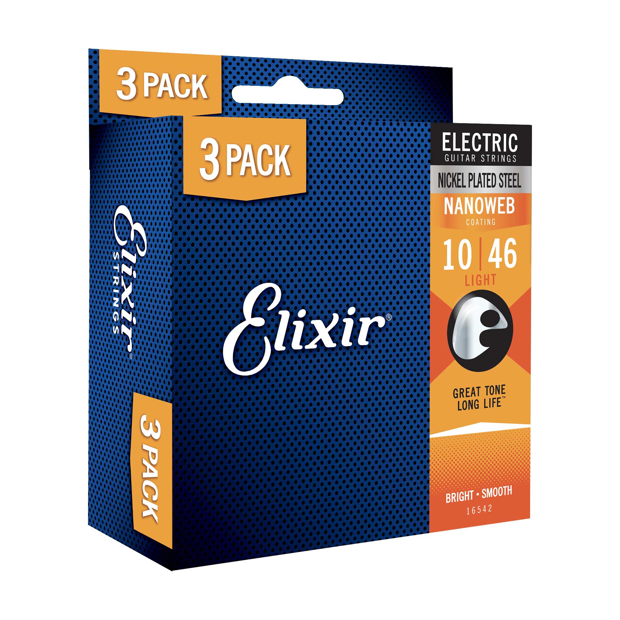 Elixir 3 Pack Electric Nanoweb Nickel Light (10-46)