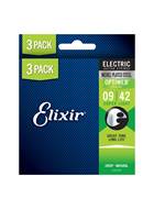Elixir 3 Pack Electric Optiweb Nickel Super Light (9-42)