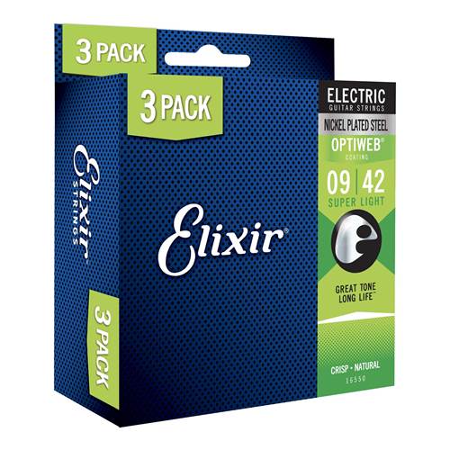 Elixir 3 Pack Electric Optiweb Nickel Super Light (9-42) Elixir 3 Pack Electric Optiweb Nickel Super Light (9-42)