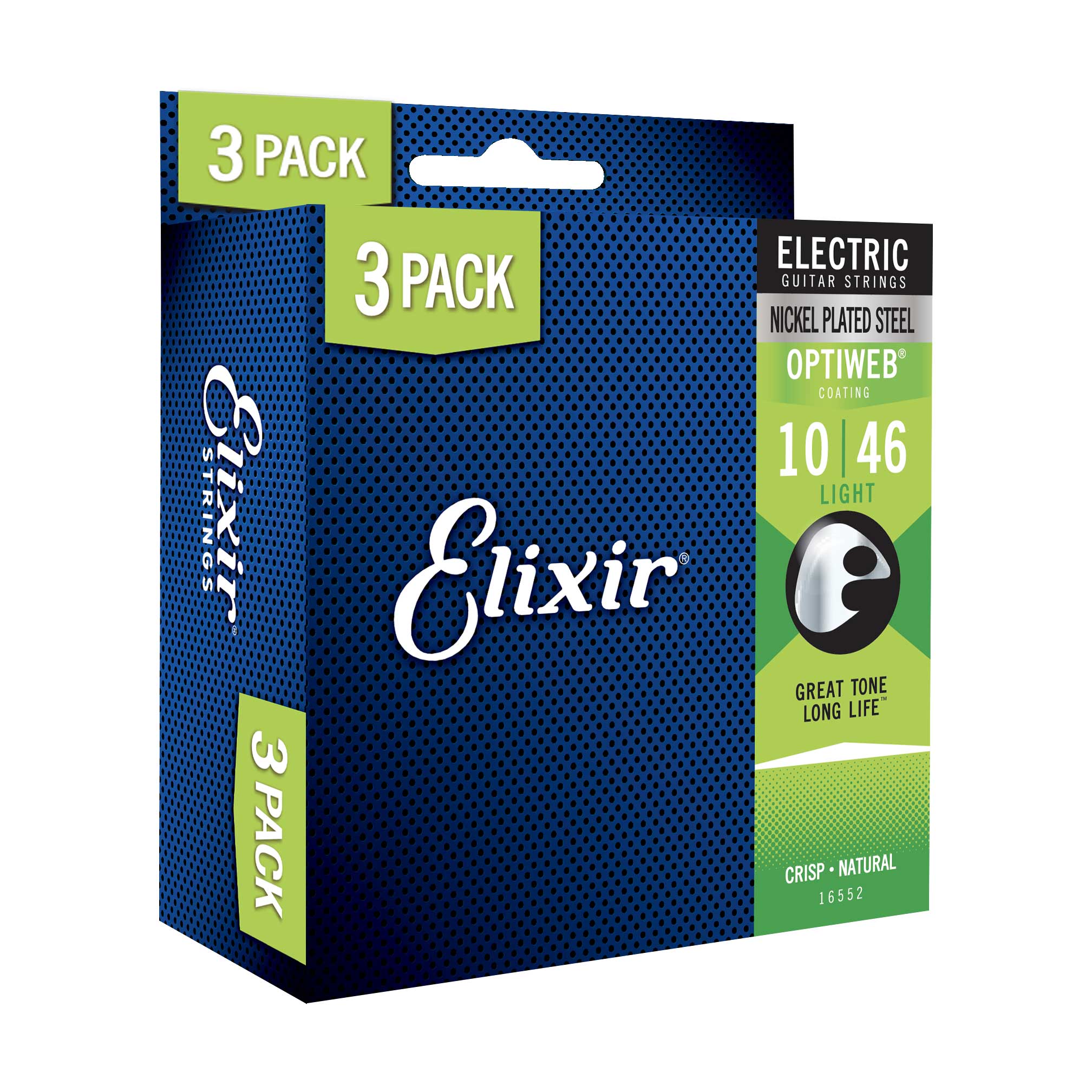 Elixir 3 Pack Electric Optiweb Nickel Light (10-46)