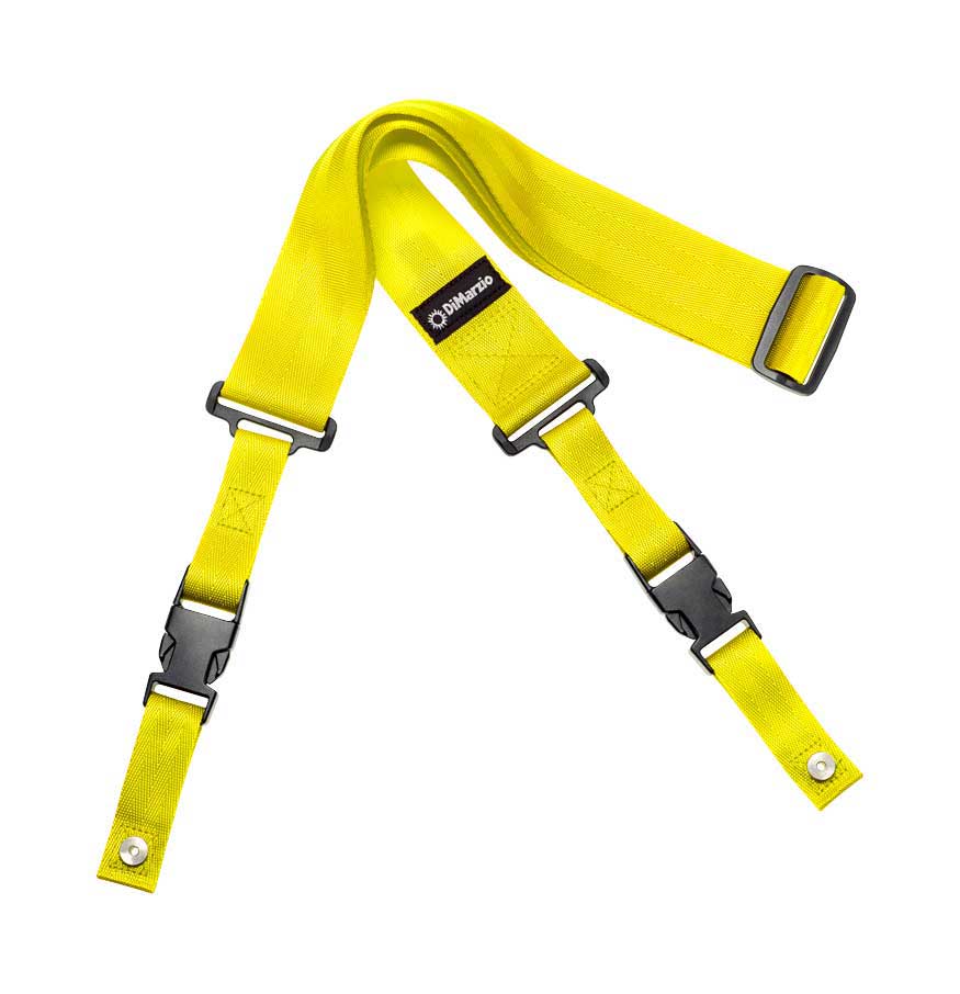 DiMarzio ClipLock Quick Release Guitar Strap 2 Inch Nylon Standard Length Neon Yellow