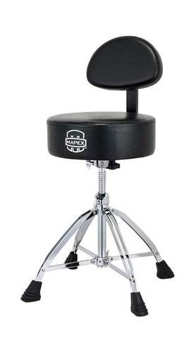Mapex T870 Round Top Drum Throne with Back Rest and Double-Braced Quad Legs