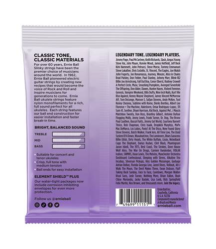 Ernie Ball Ukulele Ball End Nylon Strings Black with Wound G Ernie Ball Ukulele Ball End Nylon Strings Black with Wound G