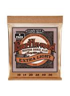 Ernie Ball Earthwood Phosphor Bronze Acoustic Guitar Strings Extra Light 10-50 (3 Set Pack)