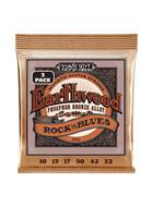 Ernie Ball Earthwood Rock and Blues with Plain G Phosphor Bronze Acoustic Guitar Strings 10-52 (3 Set Pack)