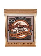 Ernie Ball Earthwood Custom Medium Phosphor Bronze Acoustic Guitar Strings 12.5-56 (3 Set Pack)