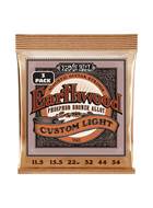 Ernie Ball Earthwood Custom Light Phosphor Bronze Acoustic Guitar Strings 11.5 - 54 (3 Set Pack)