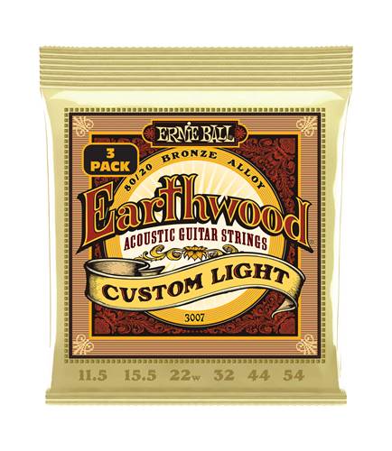 Ernie Ball Earthwood Custom Light 80/20 Bronze Acoustic Guitar Strings 11.5-54 (3 Set Pack)