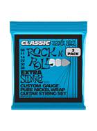 Ernie Ball Extra Slinky Classic Rock N Roll Pure Nickel Wrap Electric Guitar Strings 8-38 (3 Set Pack)