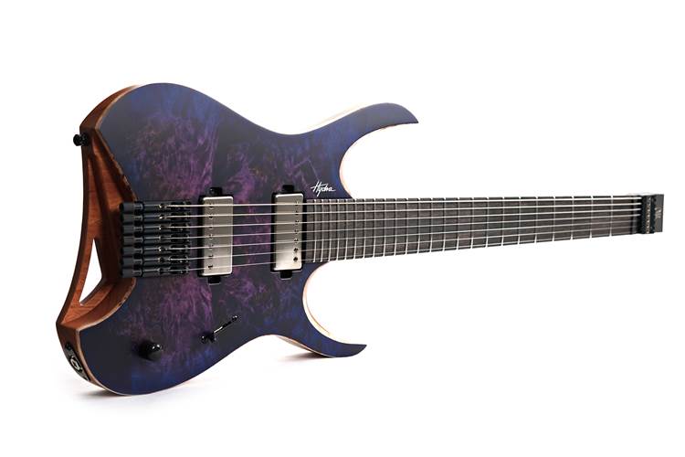 Mayones Hydra Elite 7, Eye Poplar 3A, Trans Dirty Purple Blue Burst Satine, Black Hardware, BKP TKO #HF0000724 Mayones Hydra Elite 7, Eye Poplar 3A, Trans Dirty Purple Blue Burst Satine, Black Hardware, BKP TKO #HF0000724