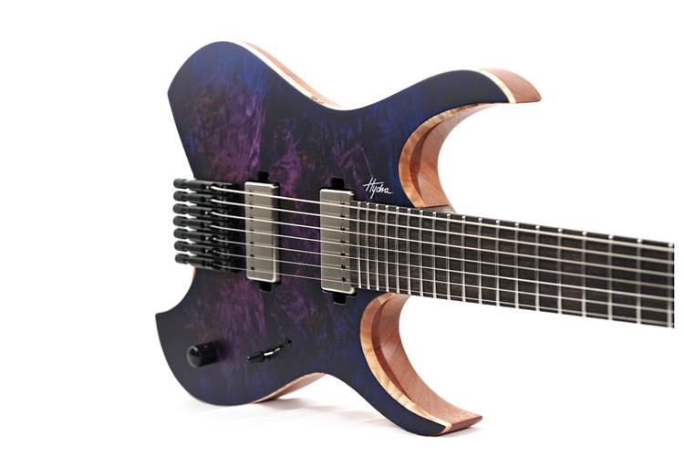 Mayones Hydra Elite 7, Eye Poplar 3A, Trans Dirty Purple Blue Burst Satine, Black Hardware, BKP TKO #HF0000724 Mayones Hydra Elite 7, Eye Poplar 3A, Trans Dirty Purple Blue Burst Satine, Black Hardware, BKP TKO #HF0000724