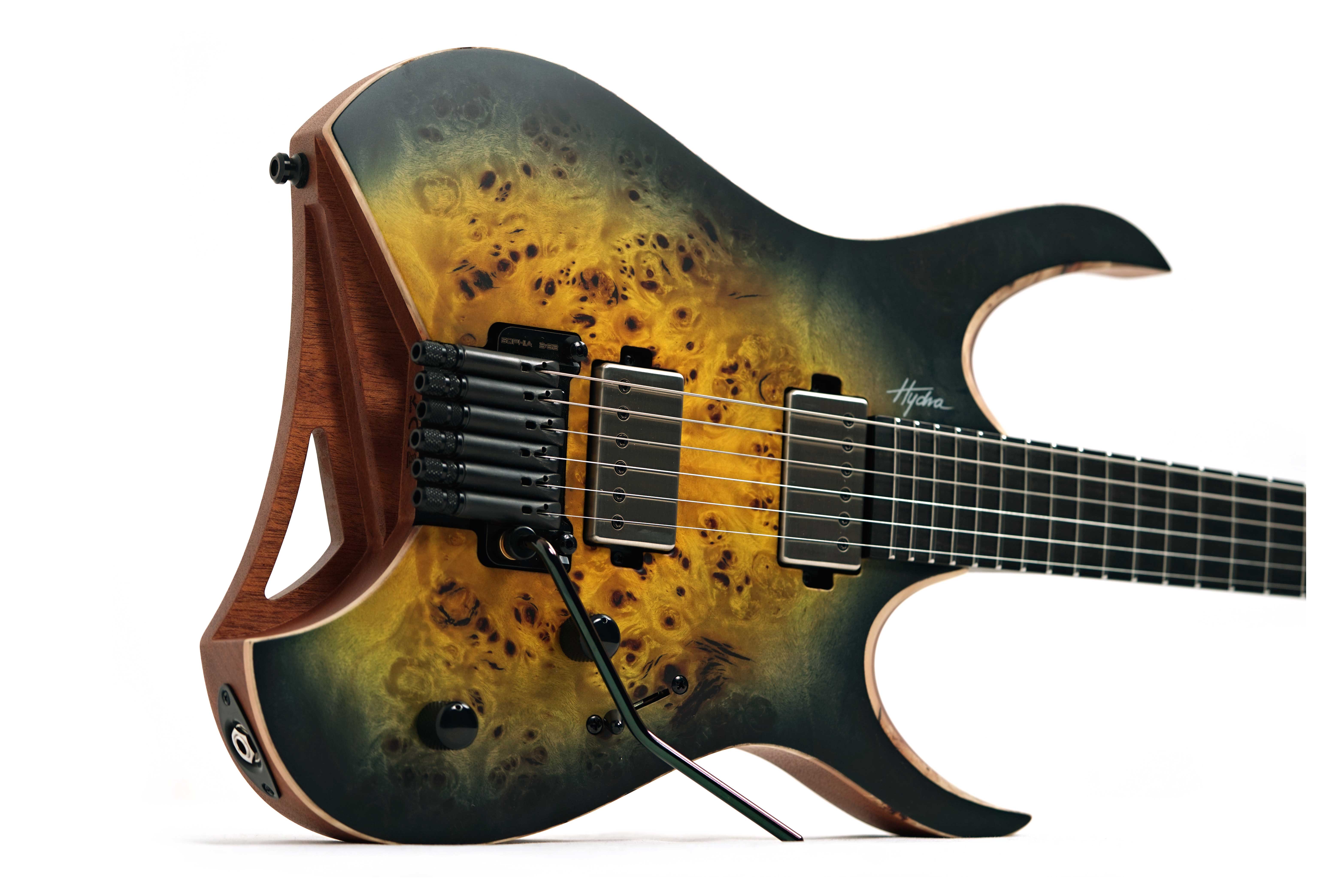 Mayones Hydra Elite 6 Eye Poplar 4A Custom Nuclear Burst Satin Black Hardware #HF0000759