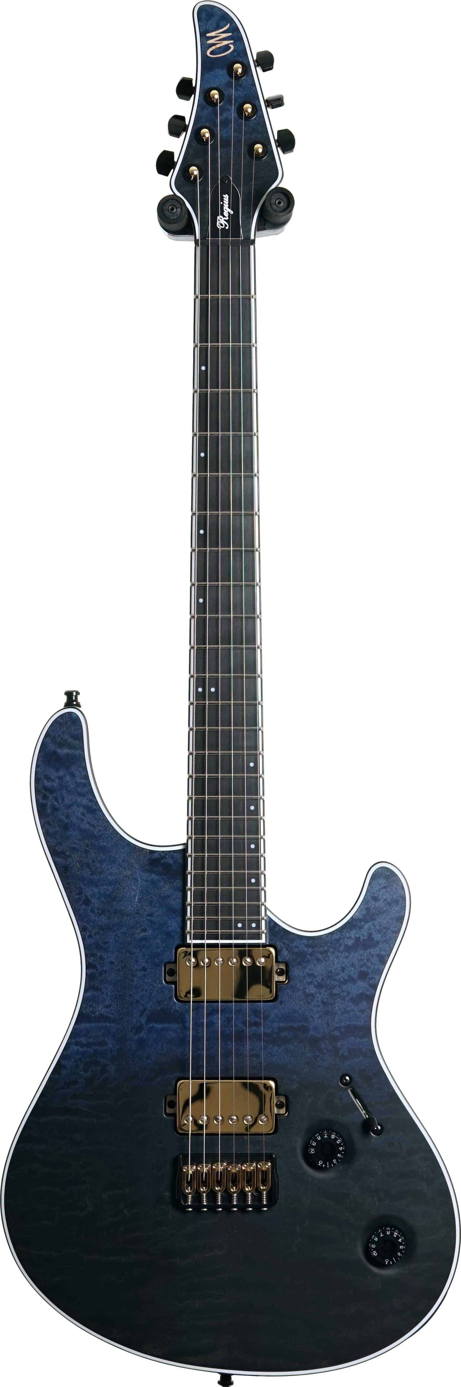 Mayones Regius 6, Quilt Maple 3A, Aquamarine Black Horizon Satine, Aged Gold BKP TKO #RF2409970