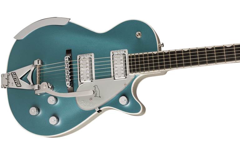 Gretsch G6134T-140 Limited Edition 140th Double Platinum Penguin with String-Thru Bigsby Ebony Fingerboard Two-Tone Stone Platinum/Pure Platinum Gretsch G6134T-140 Limited Edition 140th Double Platinum Penguin with String-Thru Bigsby Ebony Fingerboard Two-Tone Stone Platinum/Pure Platinum