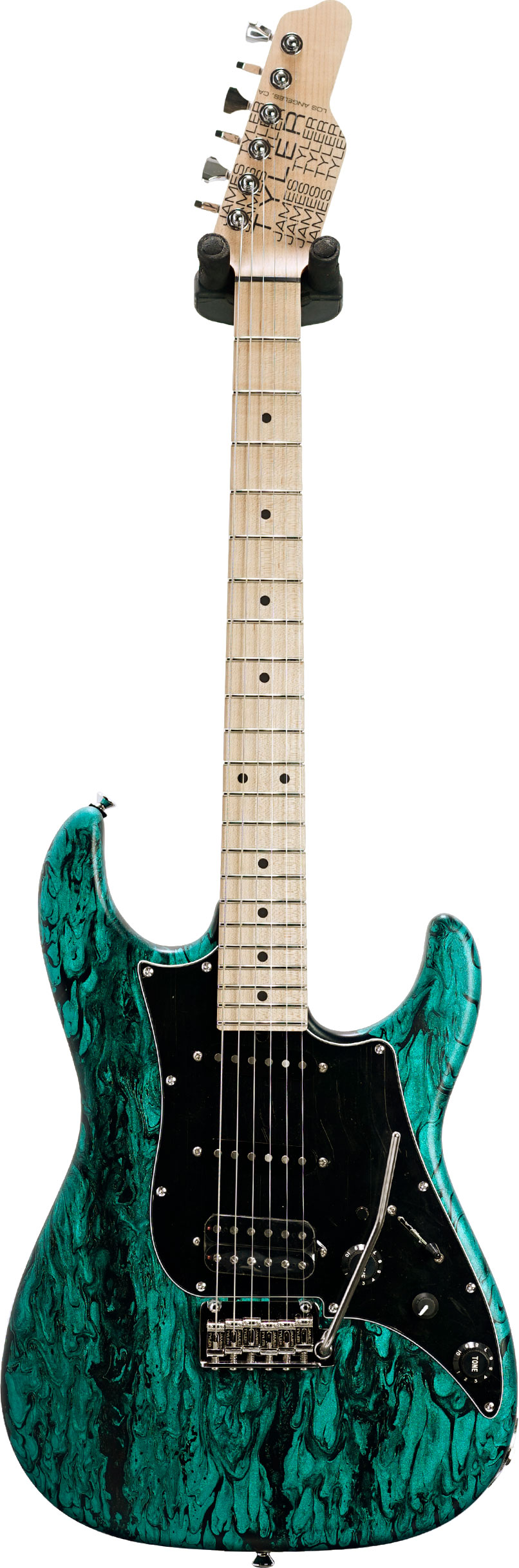 Tyler Studio Elite HD Turquoise Tint Over Black Shmear Maple Fingerboard