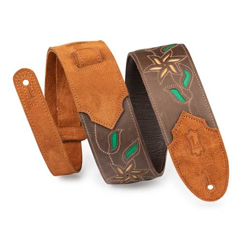Levy's Flowering Vine Brown Leather Strap Yellow Flowers