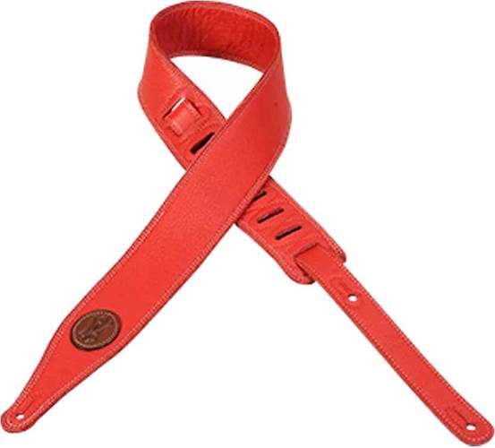 Levy's Supersoft Garment Leather 3-Ply Signature Logo Red Guitar Strap