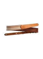 Taylor Vegan Leather Strap Tan with Natural Textile 2.5 Inch Embossed Logo