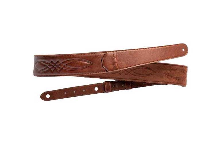 Taylor Vegan Leather Strap Medium Brown with Stitching 2 Inch Embossed Logo