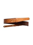 Taylor Vegan Leather Strap Tan with Stitching 2.75 Inch Embossed Logo