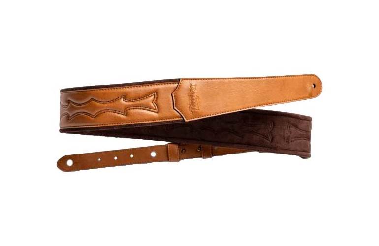Taylor Vegan Leather Strap Tan with Stitching 2.75 Inch Embossed Logo