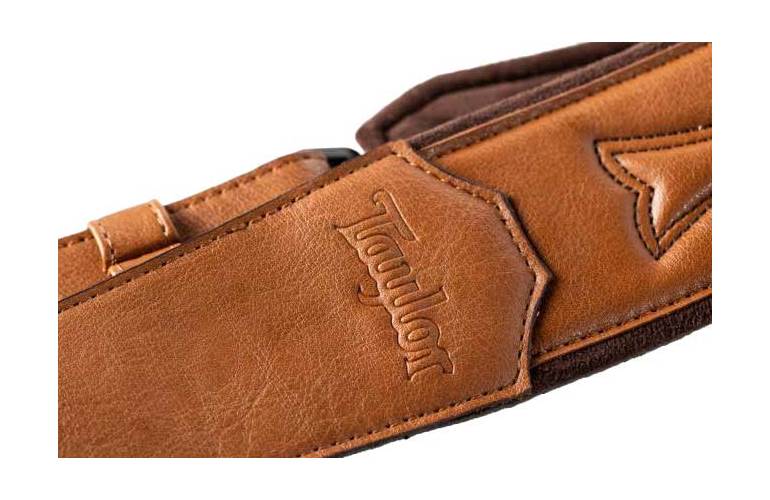 Taylor Vegan Leather Strap Tan with Stitching 2.75 Inch Embossed Logo Taylor Vegan Leather Strap Tan with Stitching 2.75 Inch Embossed Logo