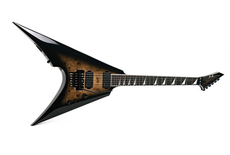 ESP E-II Arrow Nebula Black Burst Burled Maple (Nearly New) #es3124243 ESP E-II Arrow Nebula Black Burst Burled Maple (Nearly New) #es3124243