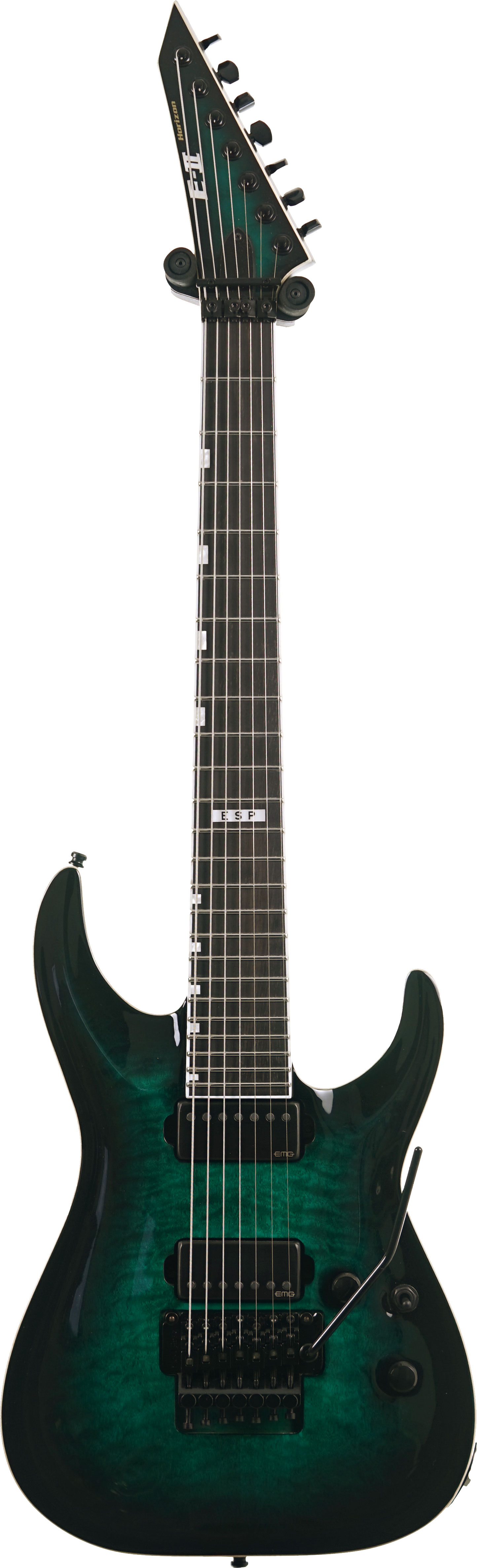 ESP E-II Horizon FR-7 Black Turquoise Burst