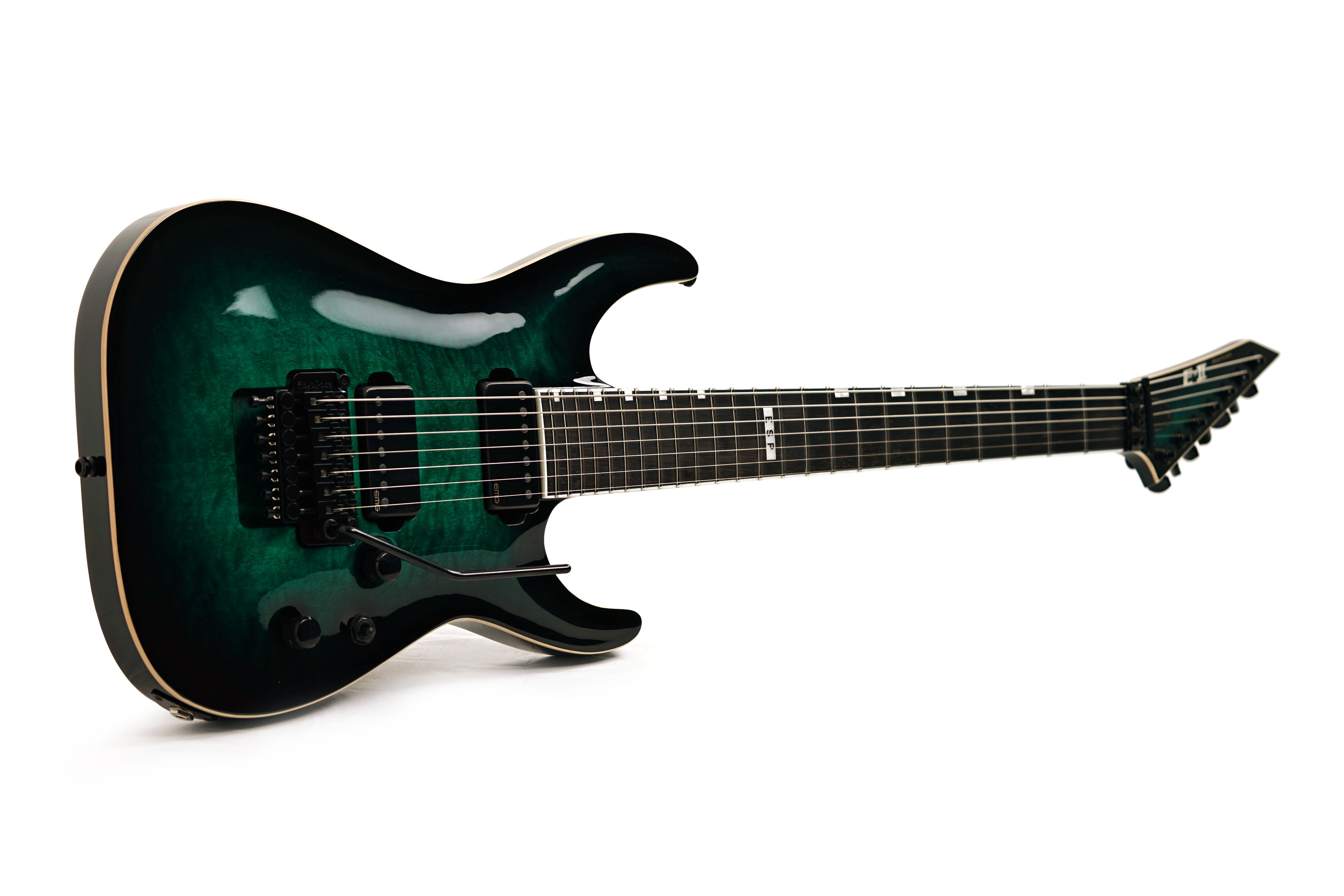 ESP E-II Horizon FR-7 Black Turquoise Burst