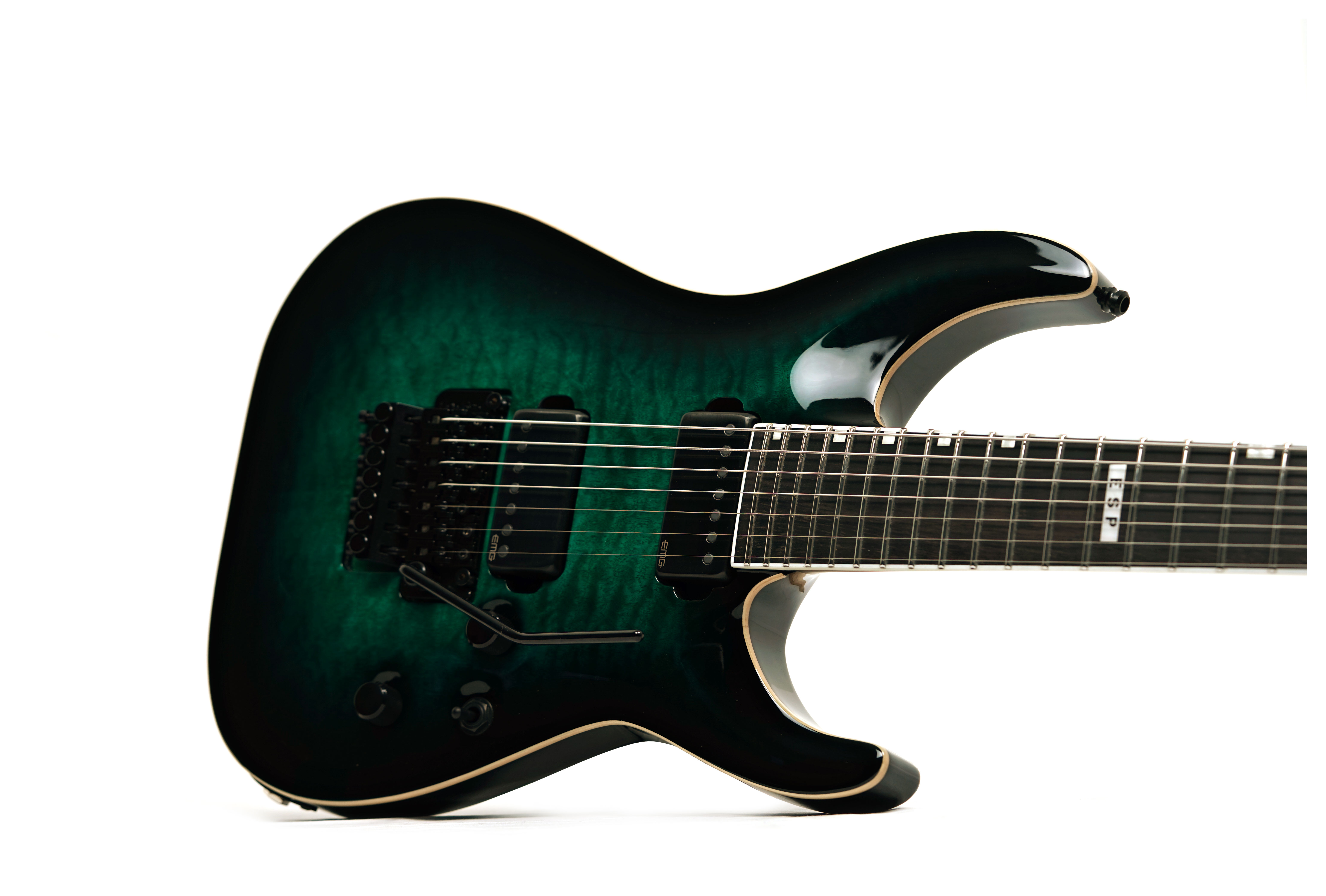 ESP E-II Horizon FR-7 Black Turquoise Burst
