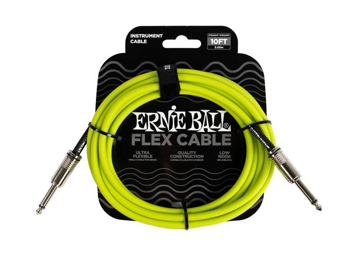 Ernie Ball Flex Instrument Cable Straight/Straight 10ft Green