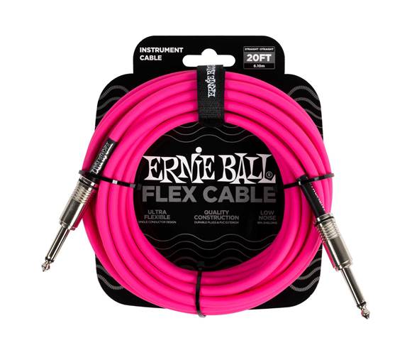 Ernie Ball Flex Instrument Cable Straight/Straight 20ft Pink
