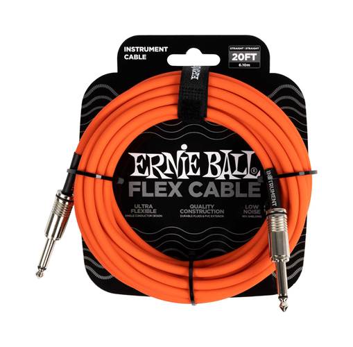 Ernie Ball Flex Instrument Cable Straight/Straight 20ft Orange